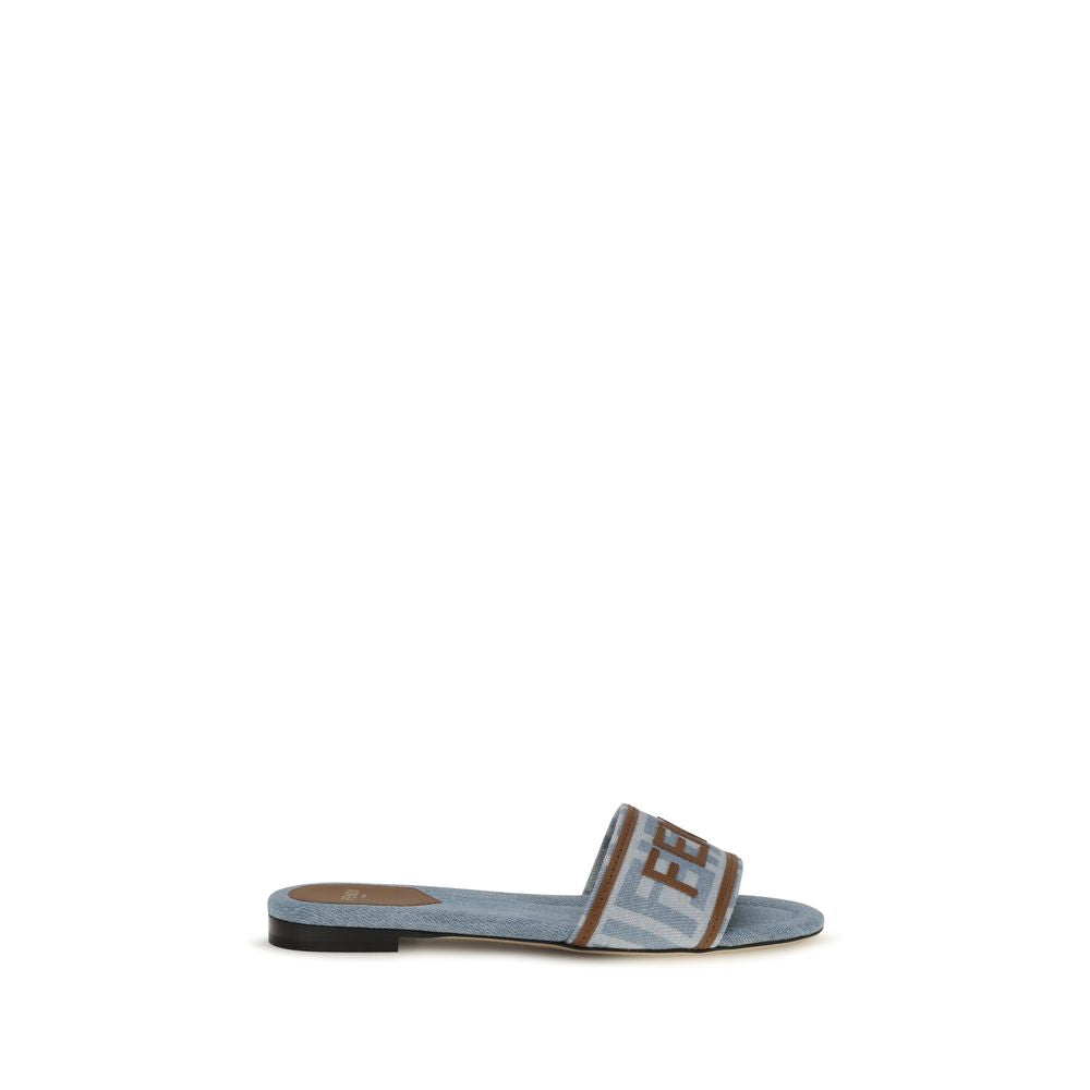 Cotton Denim Flat Sandals