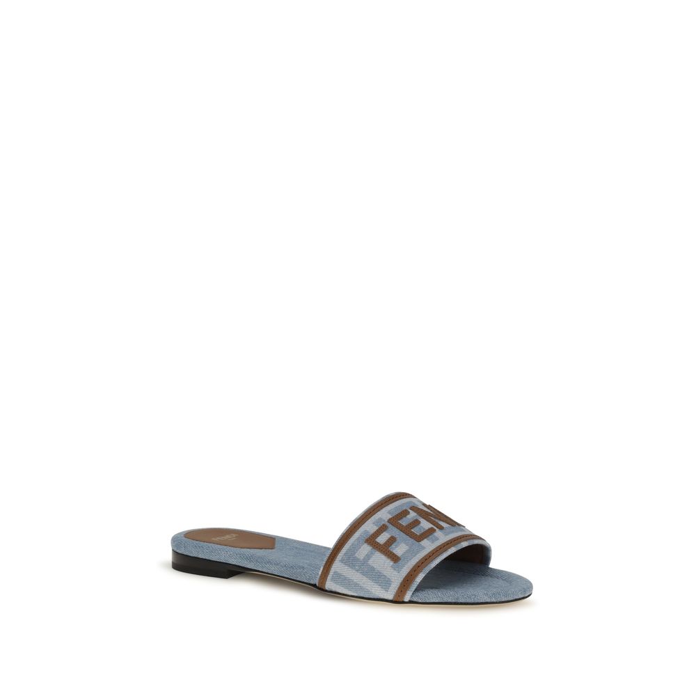 Cotton Denim Flat Sandals