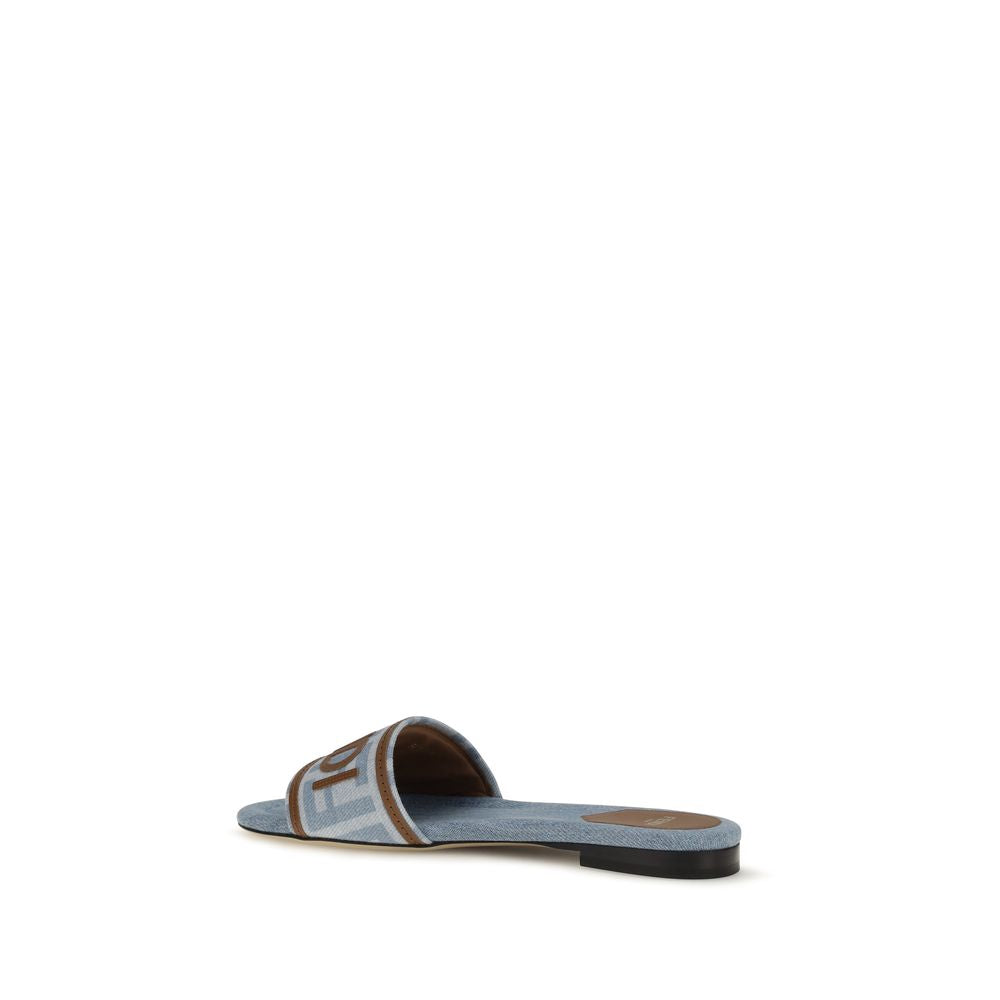 Cotton Denim Flat Sandals