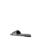 Cotton Denim Flat Sandals