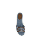 Cotton Denim Flat Sandals