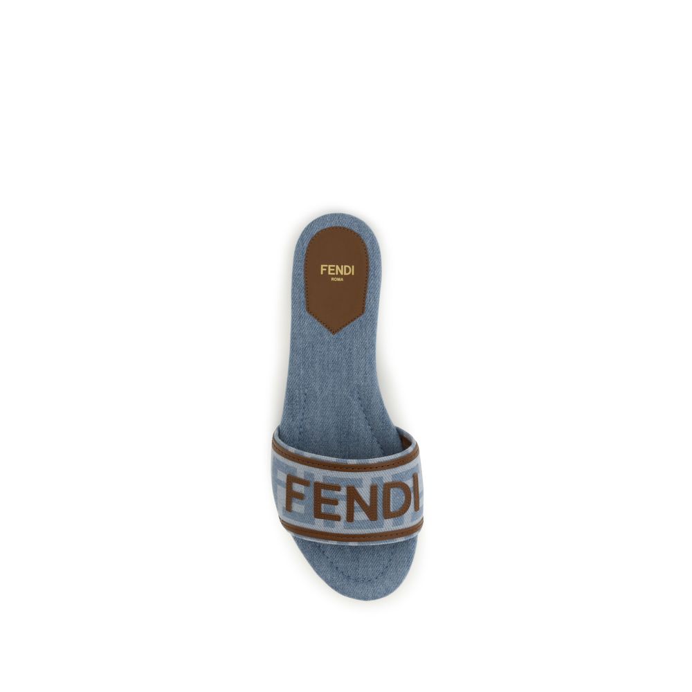 Cotton Denim Flat Sandals