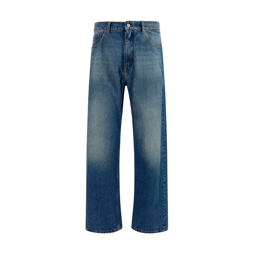 Light-Wash Denim Straight-Leg Jeans