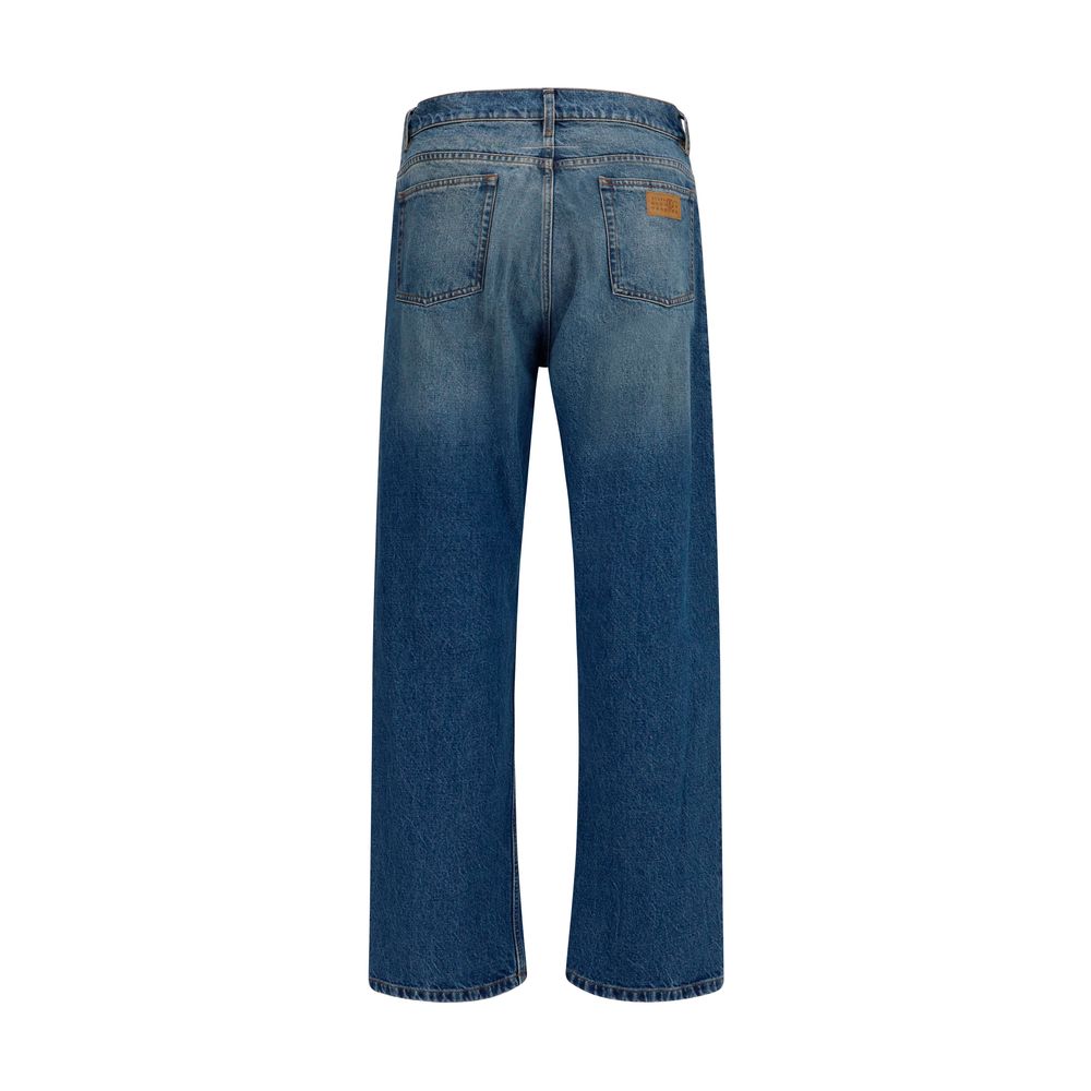 Light-Wash Denim Straight-Leg Jeans