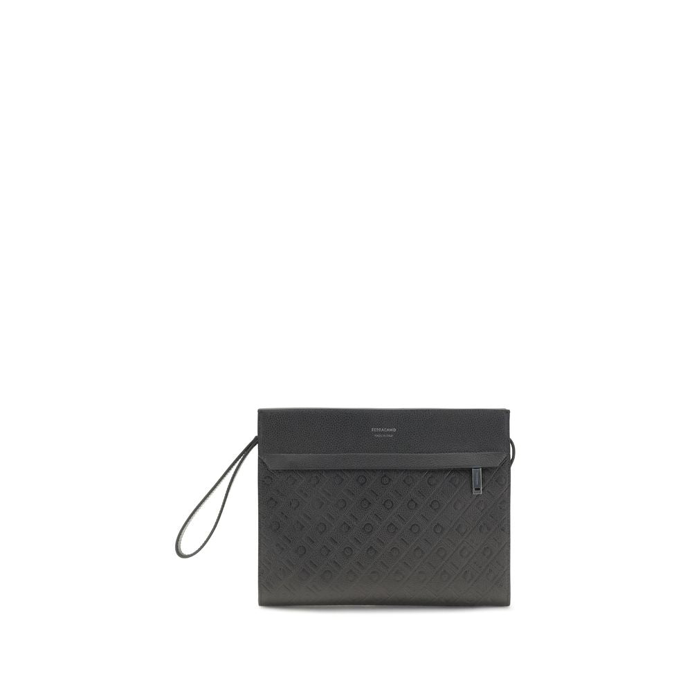Hammered Calfskin Monogram Pouch