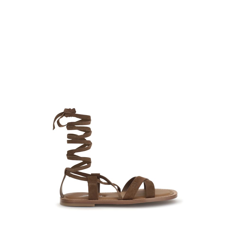 Brown Calfskin Gladiator Sandals