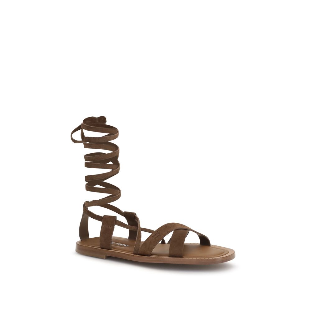 Brown Calfskin Gladiator Sandals