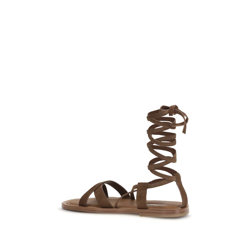 Brown Calfskin Gladiator Sandals