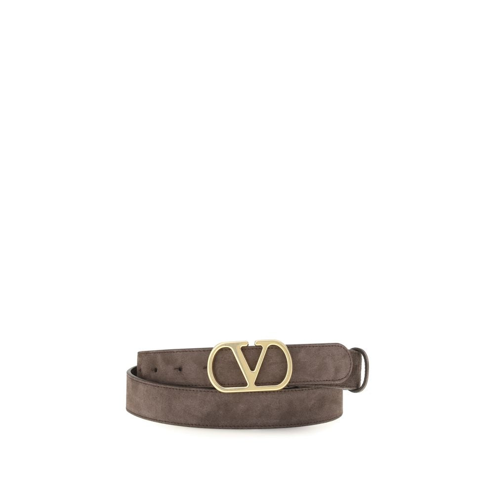 Brown Calf Leather VLogo Signature Belt