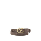 Brown Calf Leather VLogo Signature Belt
