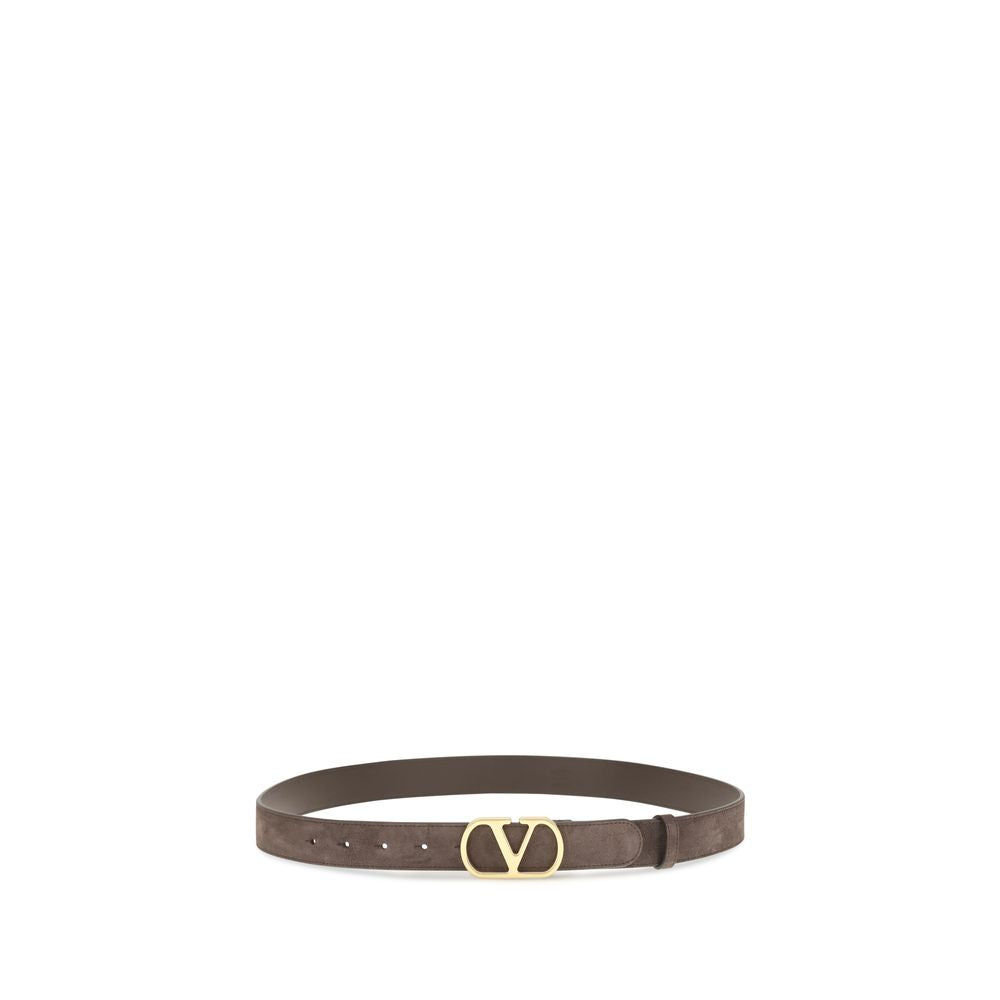 Brown Calf Leather VLogo Signature Belt