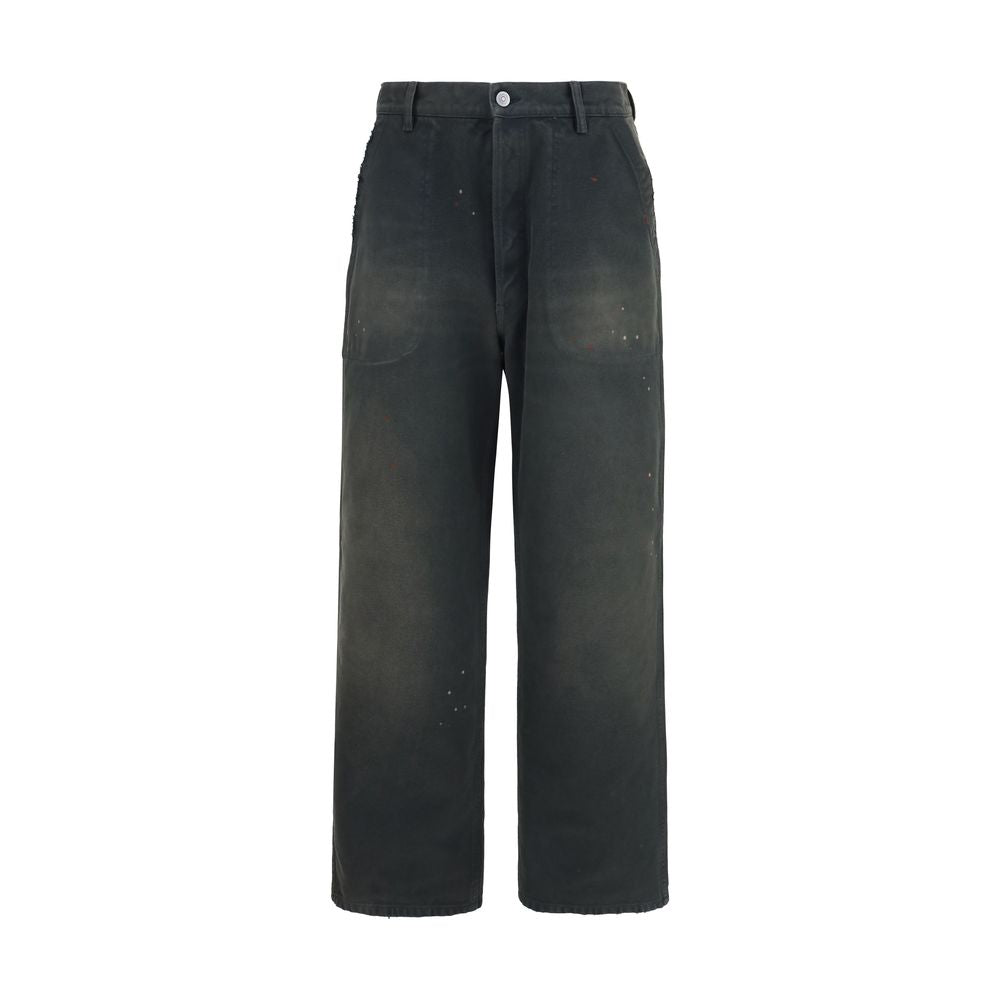 Oversized Double‑Dye Cotton Straight‑Leg Pants