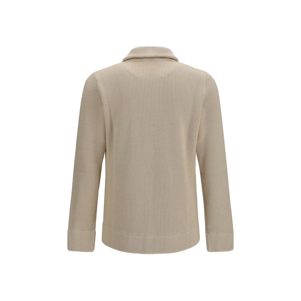 Beige Wool-Cotton Sweater