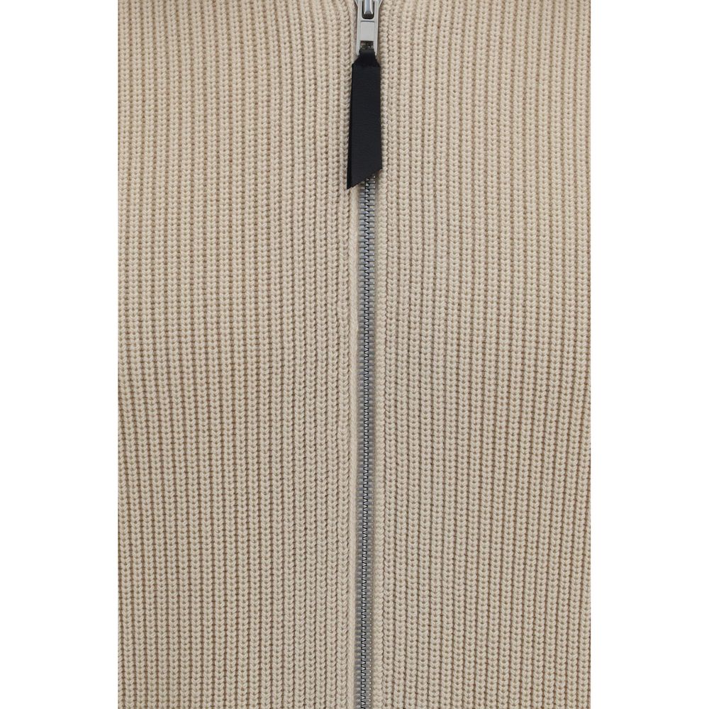 Beige Wool-Cotton Sweater