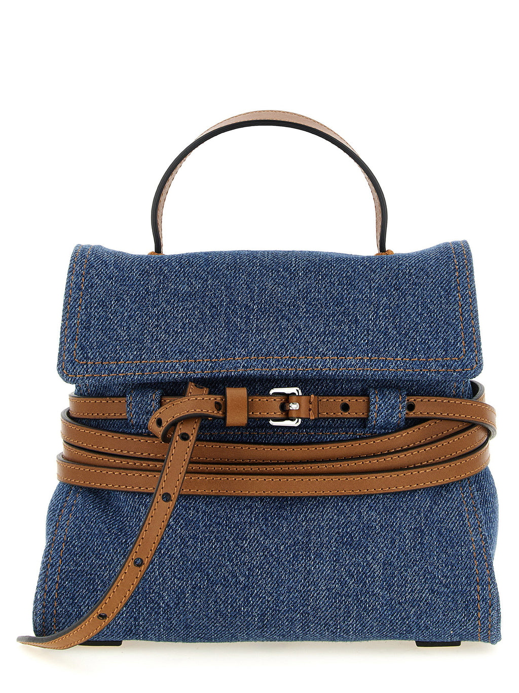 Small Blue Cotton Tie Me Handbag