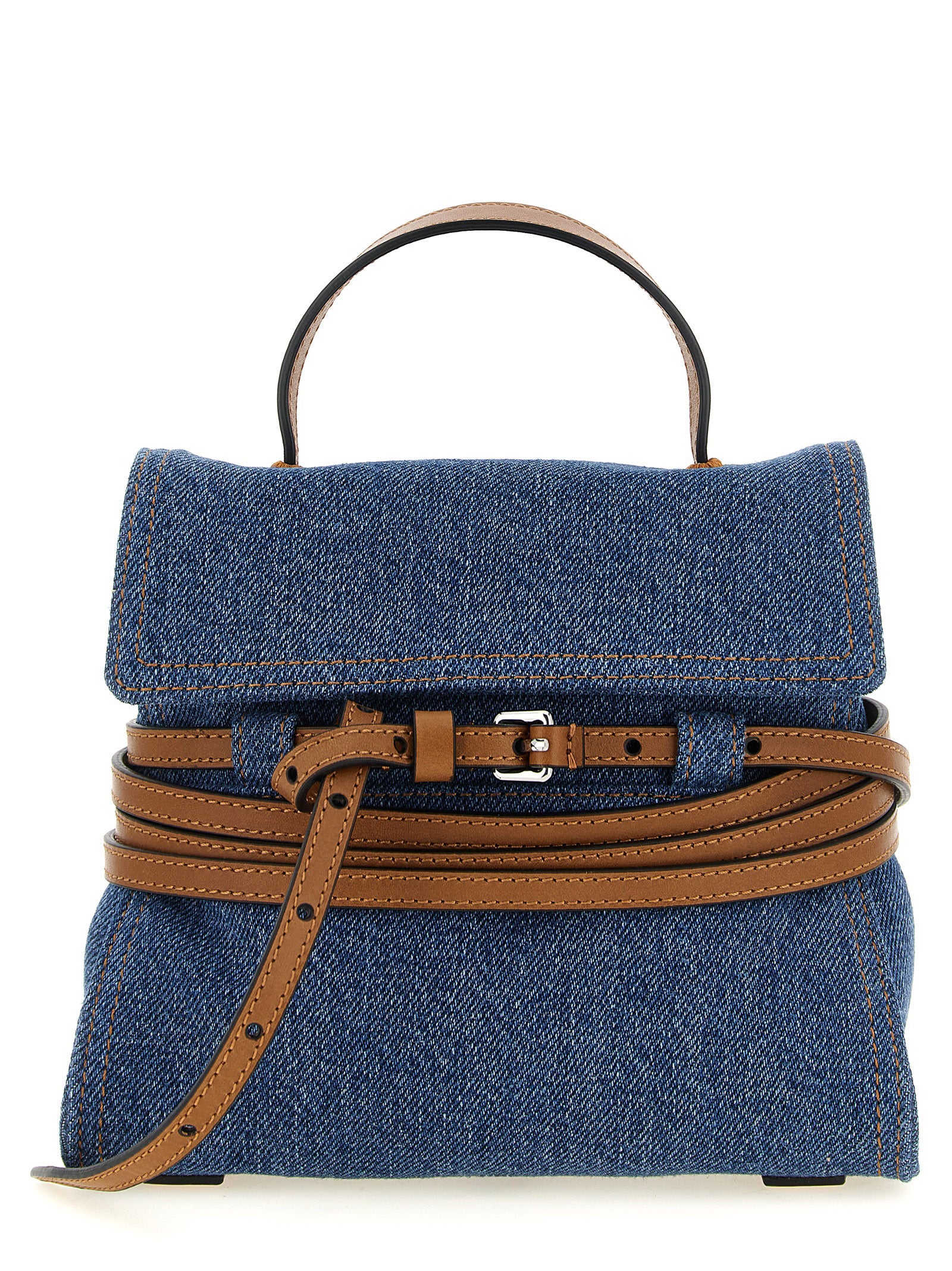 Small Blue Cotton Tie Me Handbag