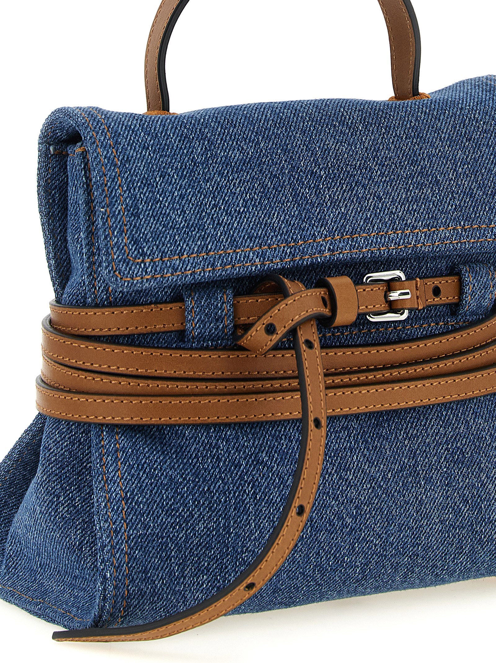 Small Blue Cotton Tie Me Handbag