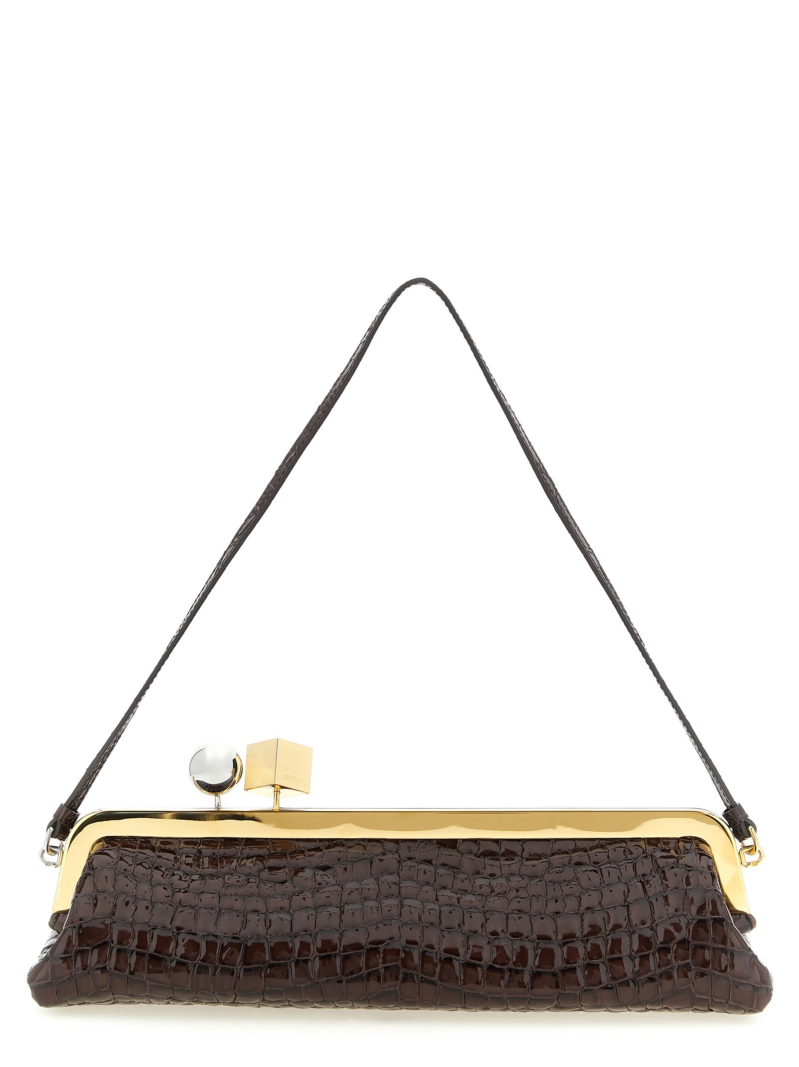 Brown Goat Leather La Pochette Salon Clutch