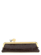 Brown Goat Leather La Pochette Salon Clutch