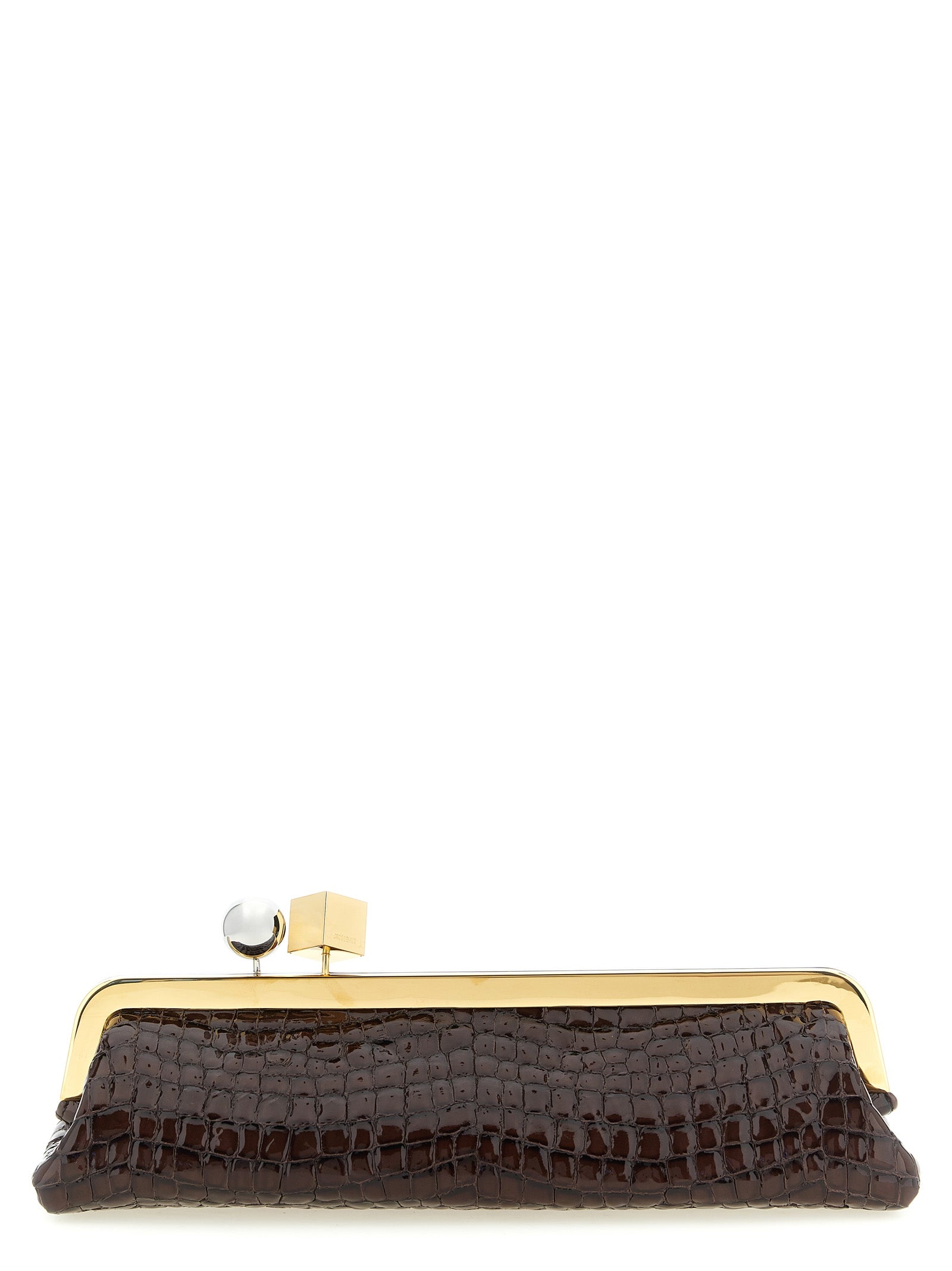 Brown Goat Leather La Pochette Salon Clutch