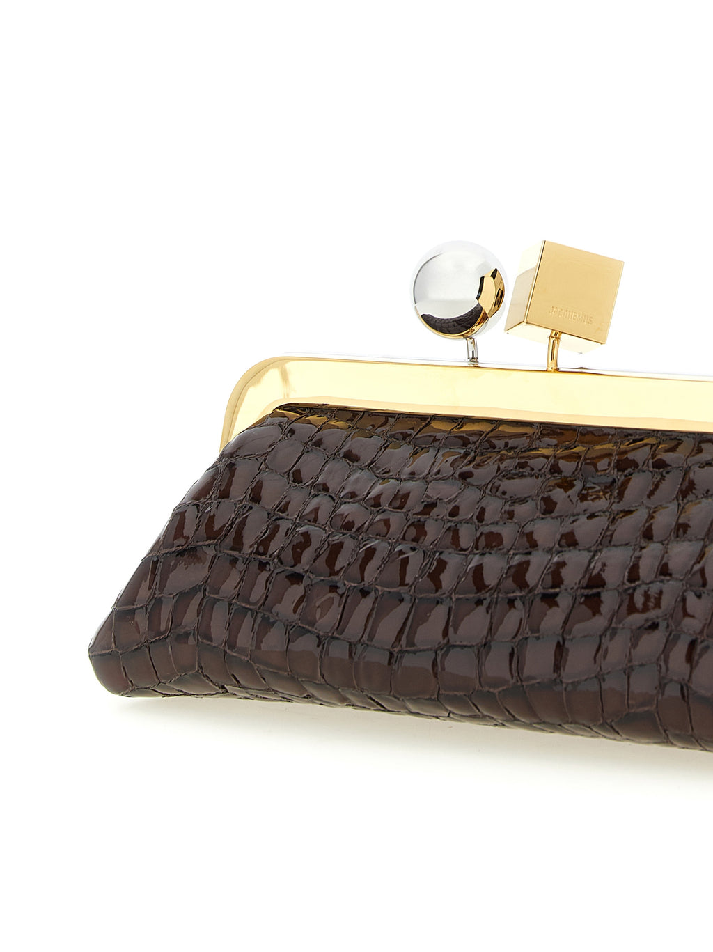 Brown Goat Leather La Pochette Salon Clutch