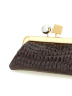 Brown Goat Leather La Pochette Salon Clutch