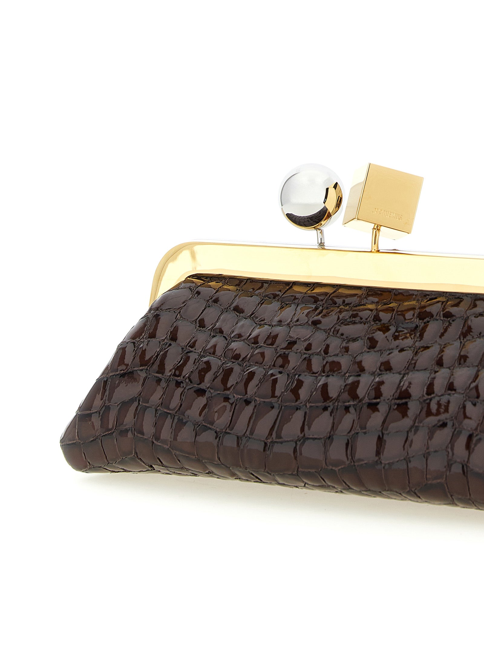 Brown Goat Leather La Pochette Salon Clutch