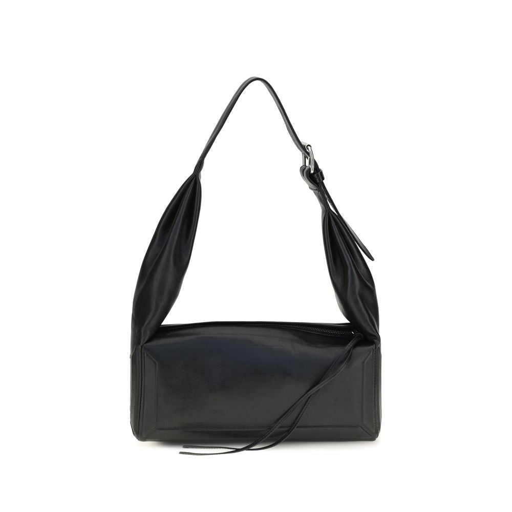 Medium East West Black Sheepskin Shoulder Bag