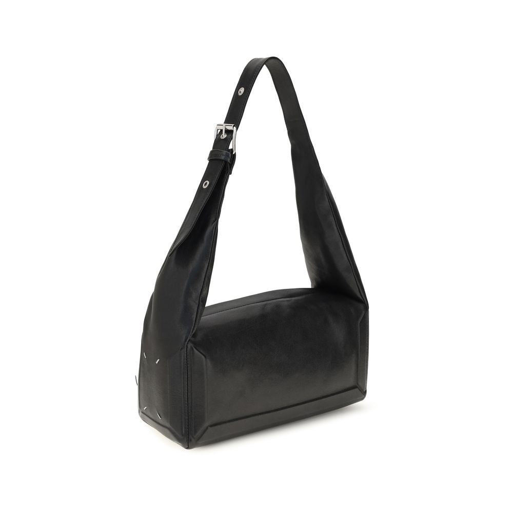Medium East West Black Sheepskin Shoulder Bag