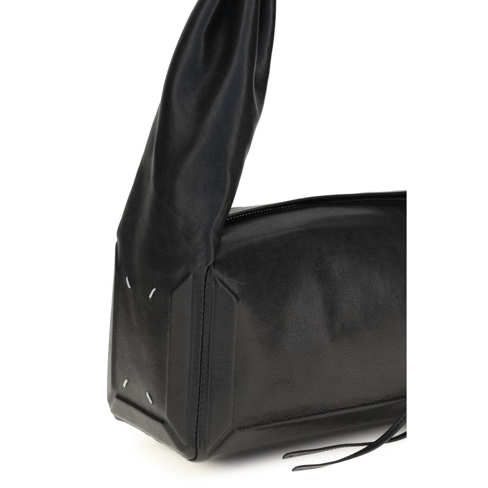 Medium East West Black Sheepskin Shoulder Bag
