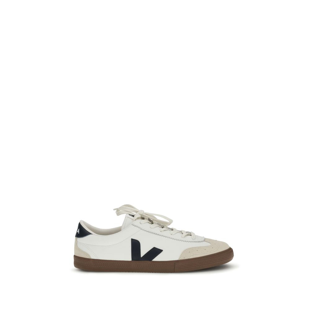 White Calf Leather Volley Sneakers