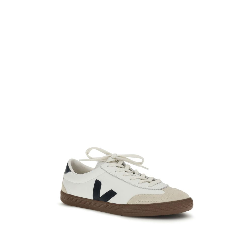 White Calf Leather Volley Sneakers