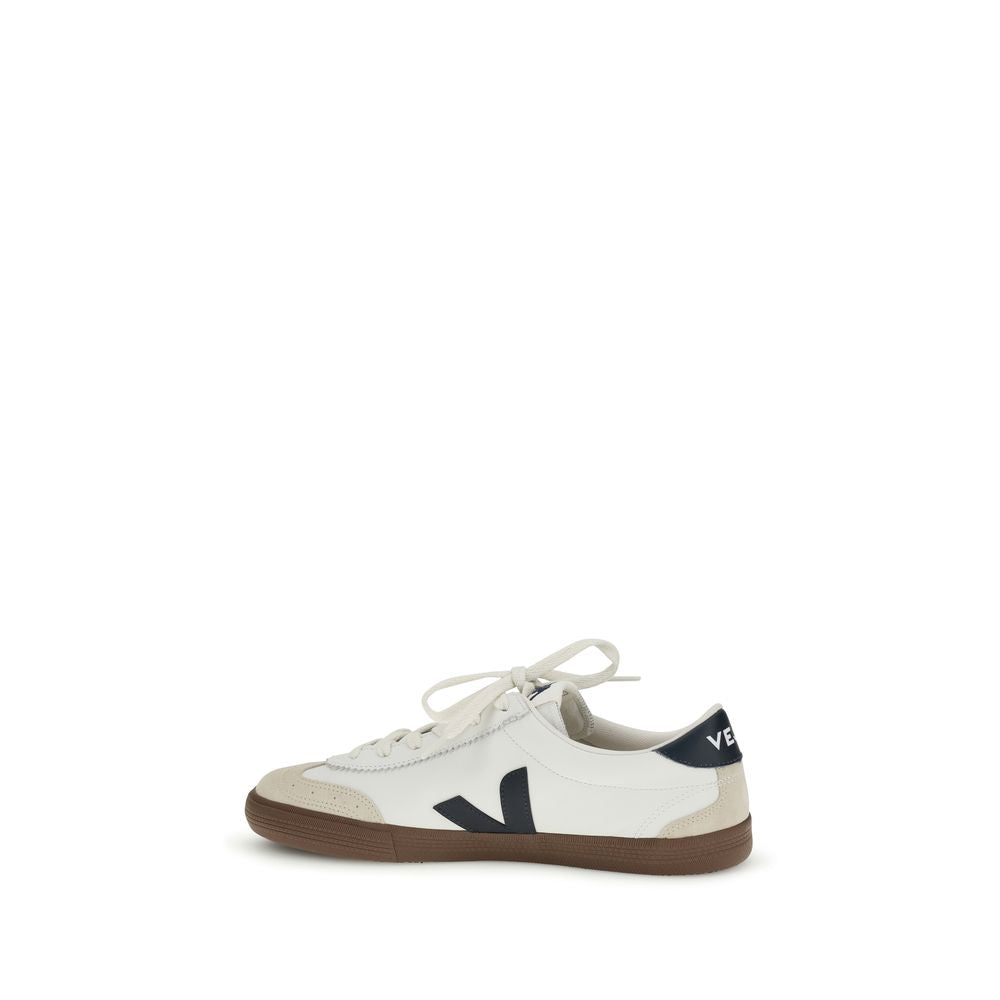 White Calf Leather Volley Sneakers