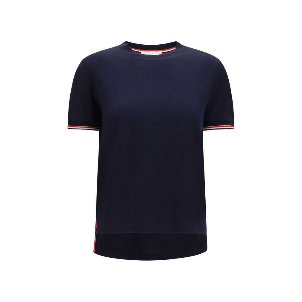 Blue Merino Wool Crew Neck T-Shirt