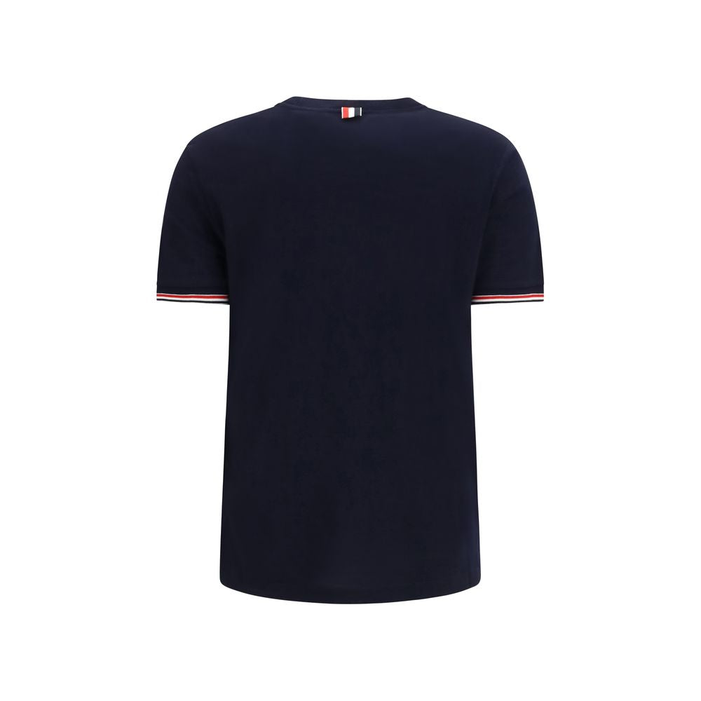 Blue Merino Wool Crew Neck T-Shirt