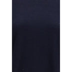 Blue Merino Wool Crew Neck T-Shirt