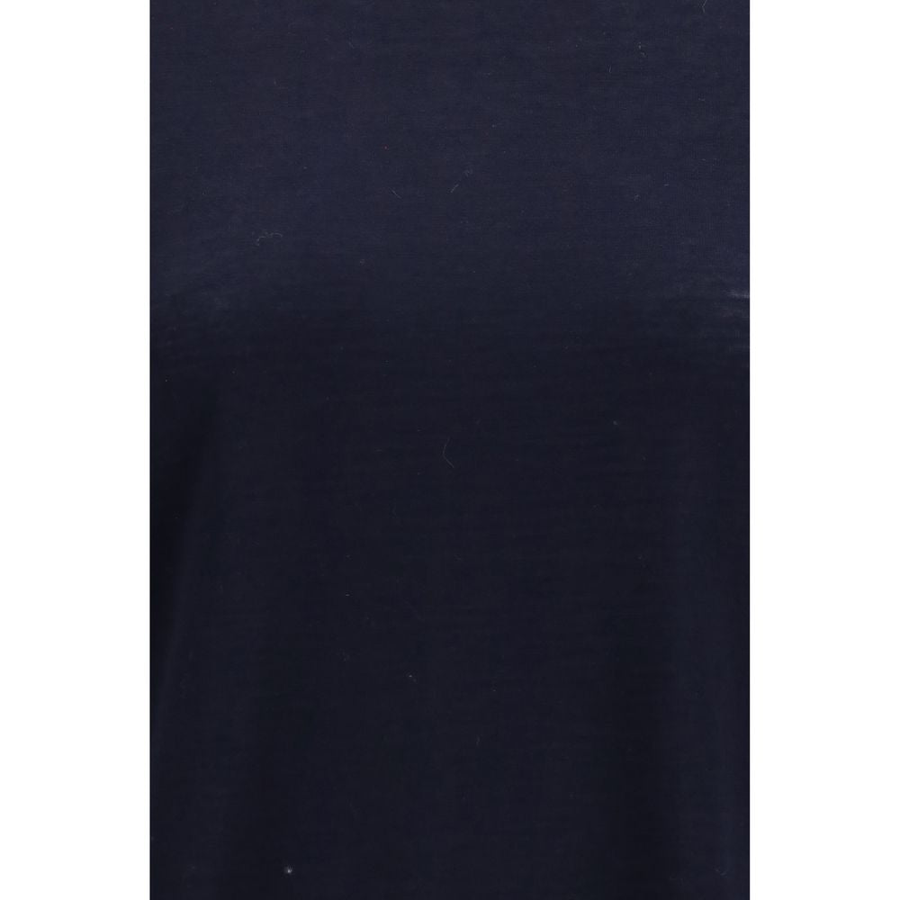 Blue Merino Wool Crew Neck T-Shirt