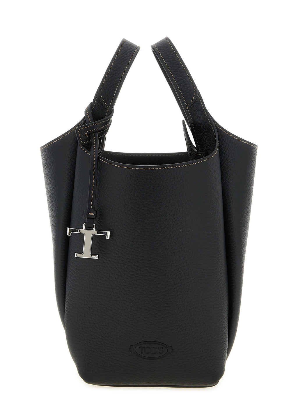 Black Hammered Calfskin Mini Bucket Bag