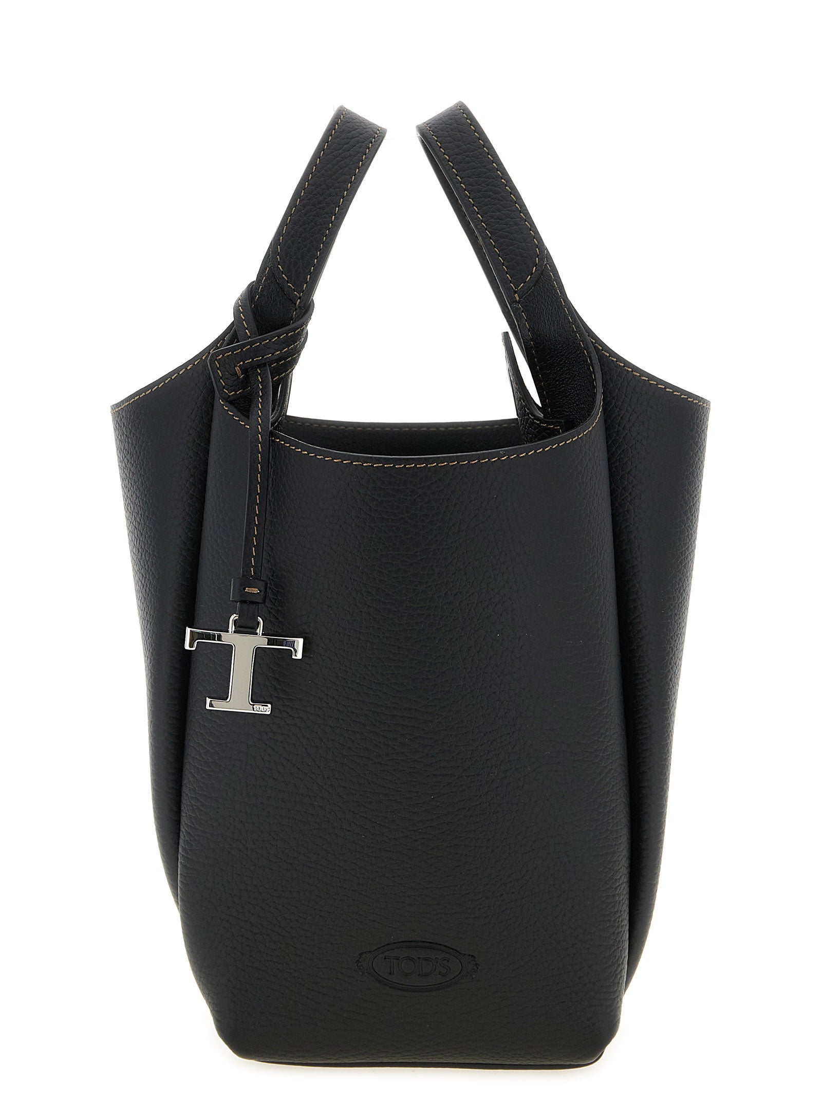 Black Hammered Calfskin Mini Bucket Bag