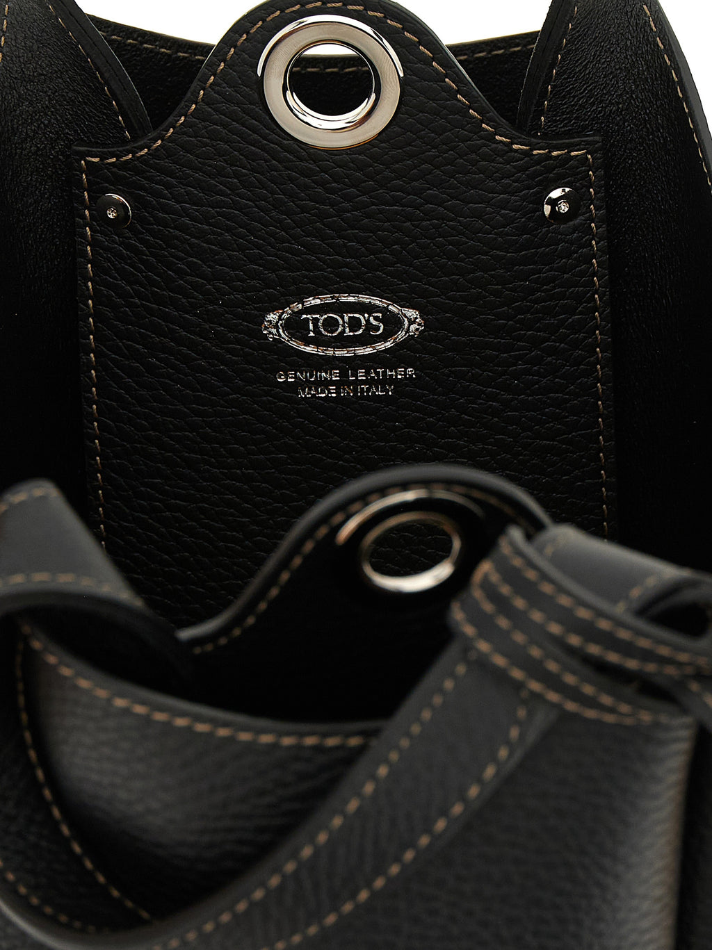 Black Hammered Calfskin Mini Bucket Bag