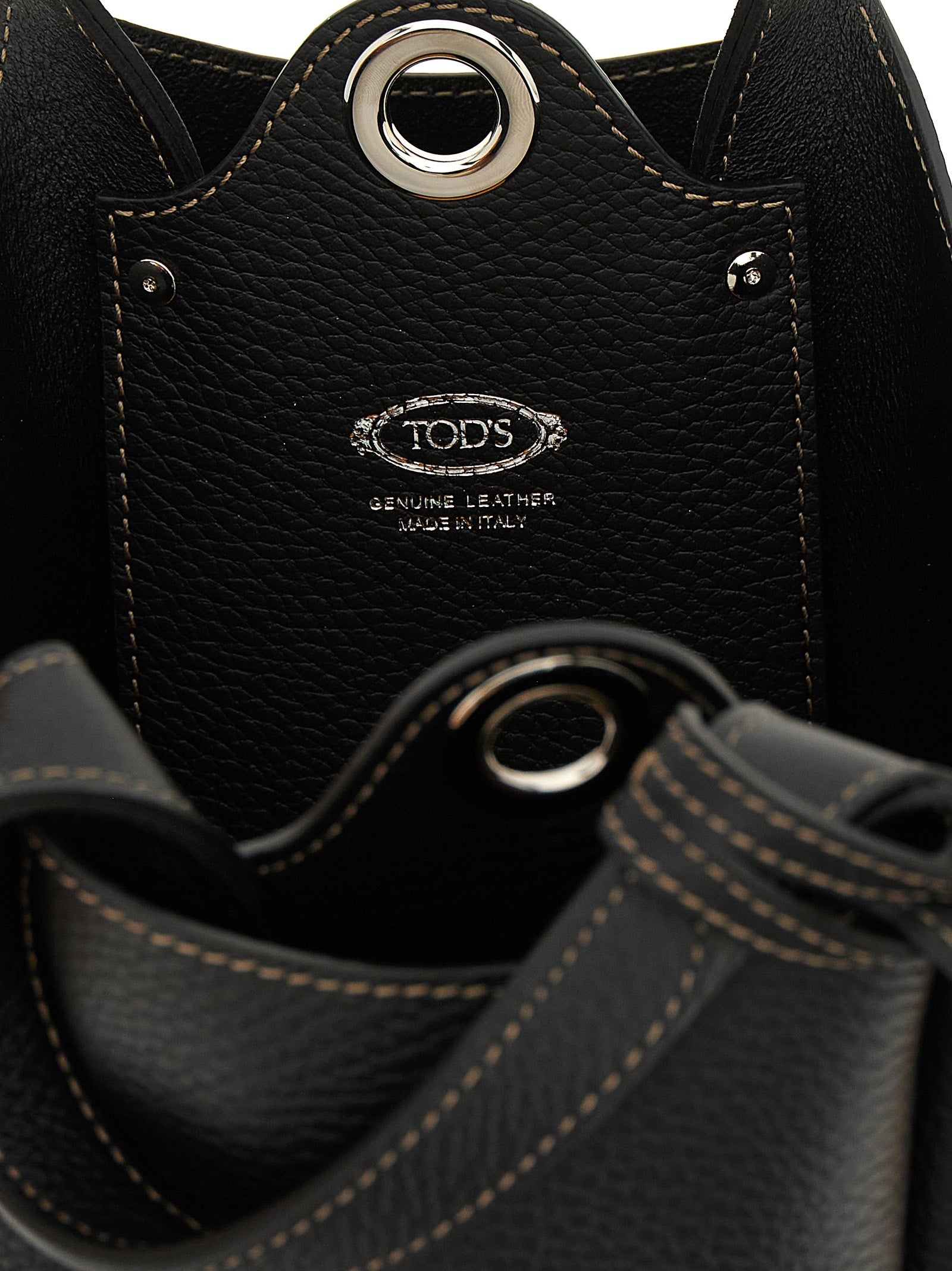 Black Hammered Calfskin Mini Bucket Bag