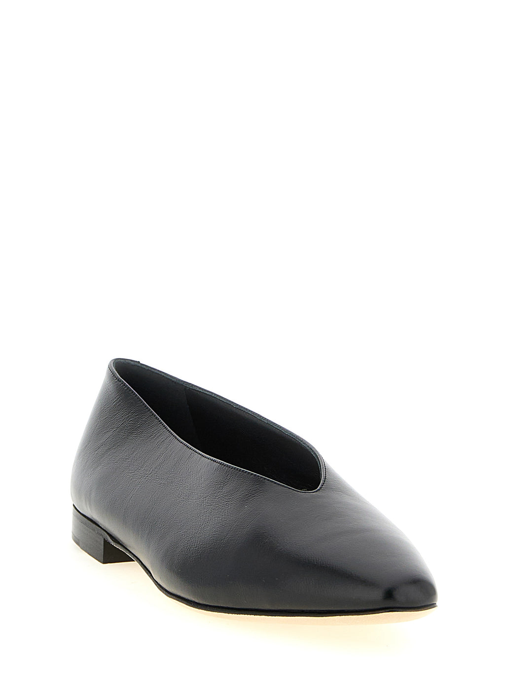 Black Leather Margot Ballet Flats