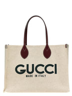 Beige Canvas Tote with Leather Detailing
