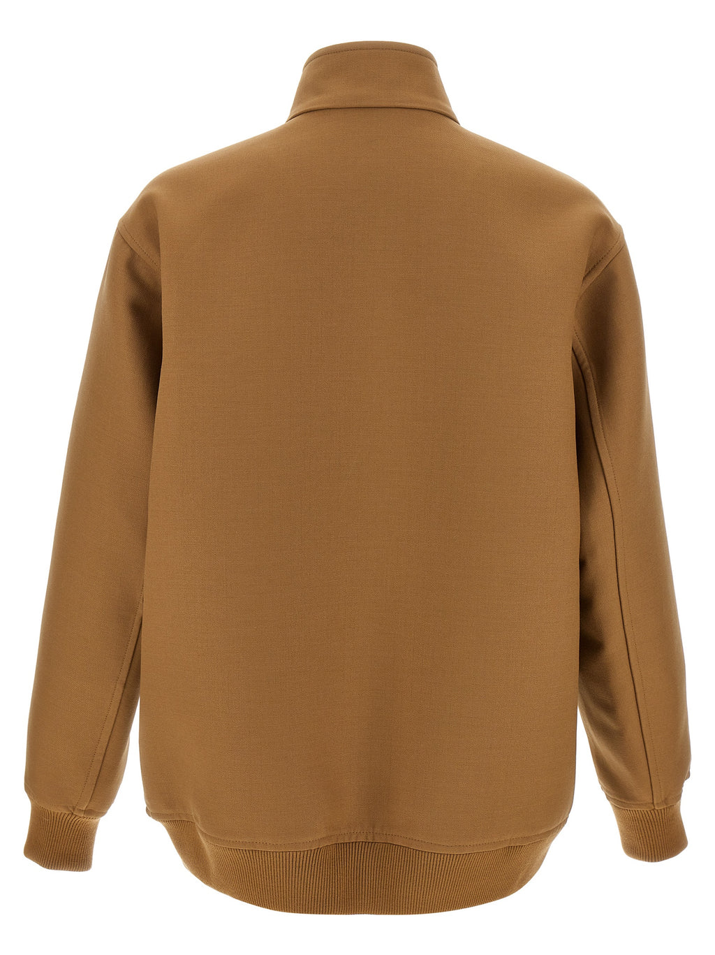 Brown Wool Silk Blend Full-Length Jacket