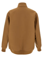 Brown Wool Silk Blend Full-Length Jacket