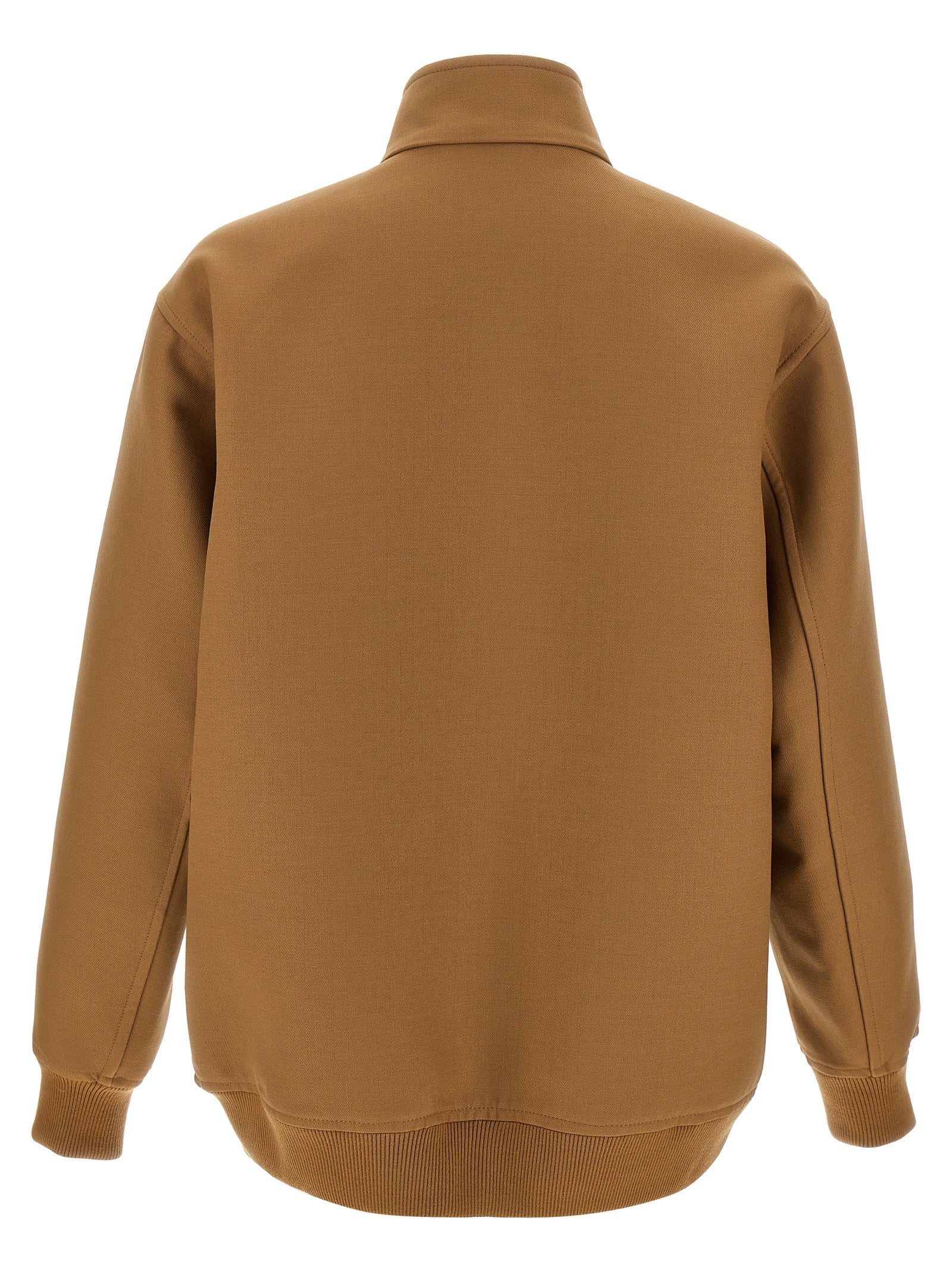 Brown Wool Silk Blend Full-Length Jacket
