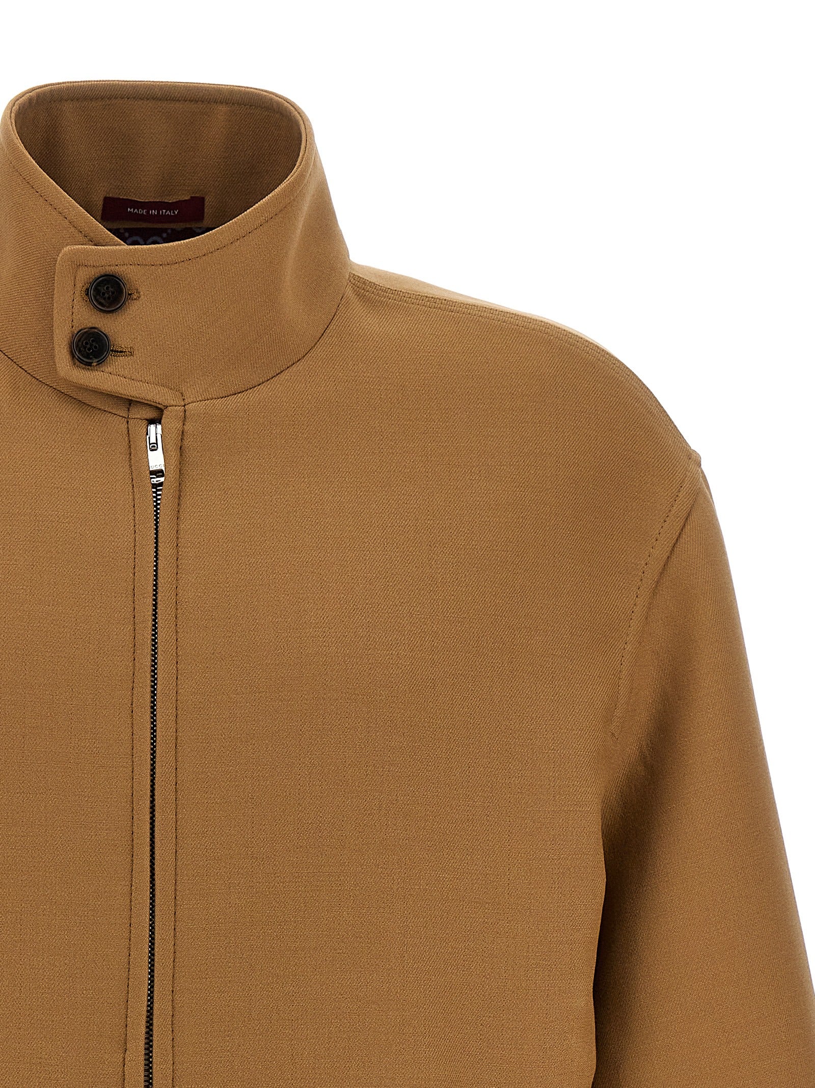 Brown Wool Silk Blend Full-Length Jacket