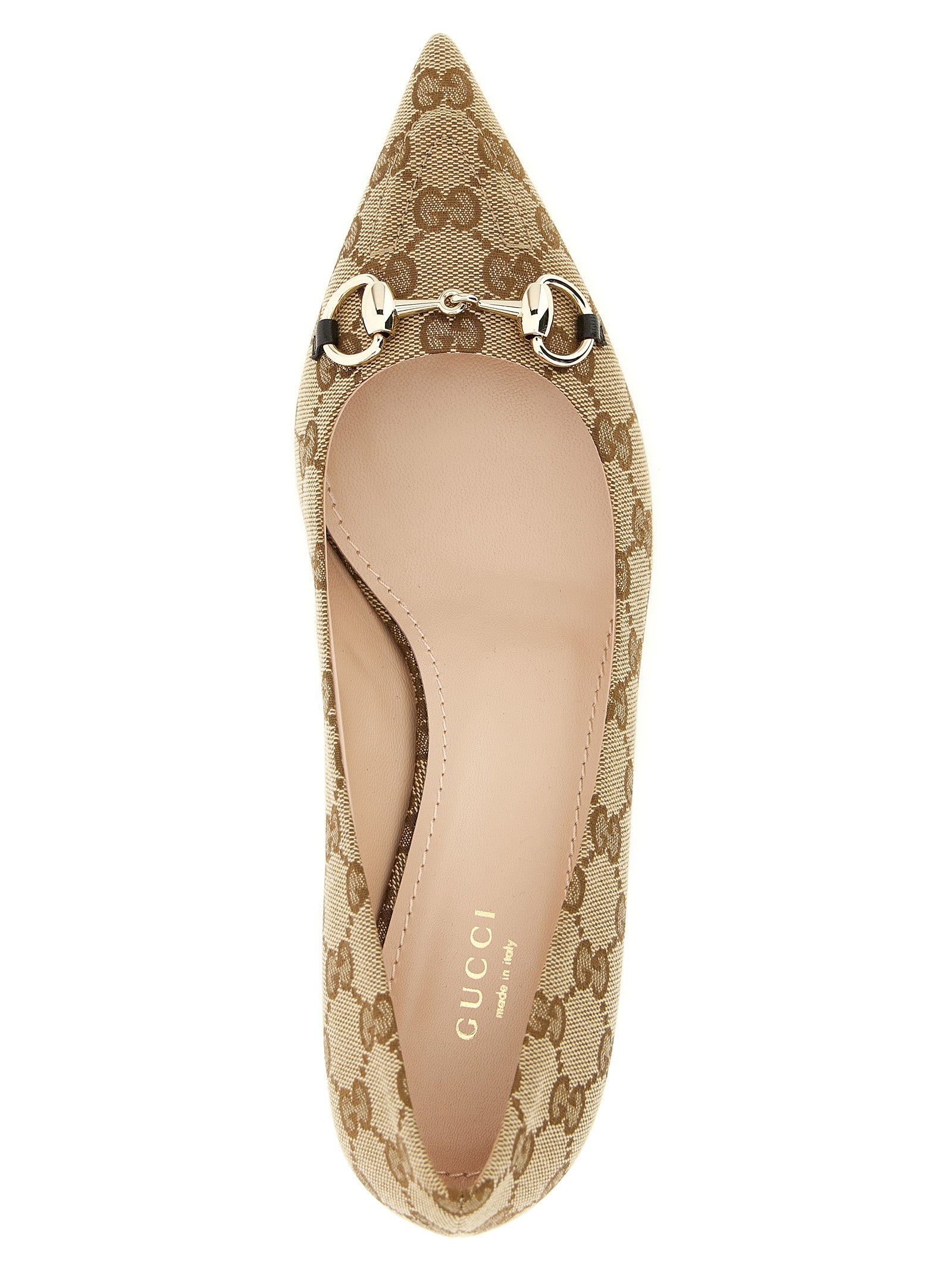 Beige Polyester Cotton Polyamide Mid Heel Pumps