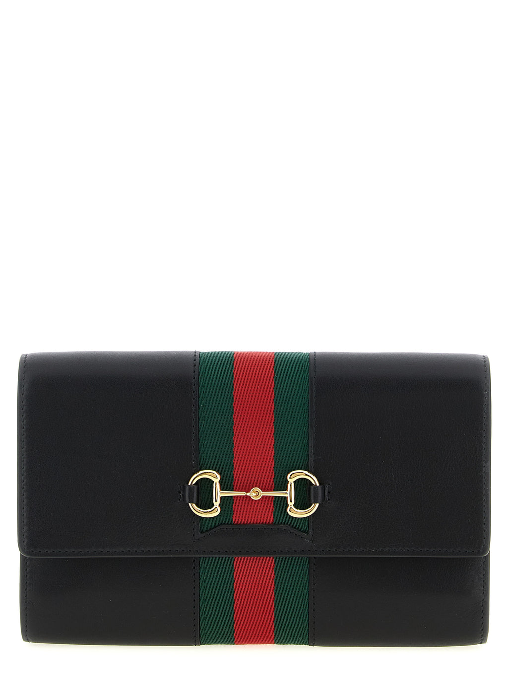 Horsebit Web Leather Wallet on Chain