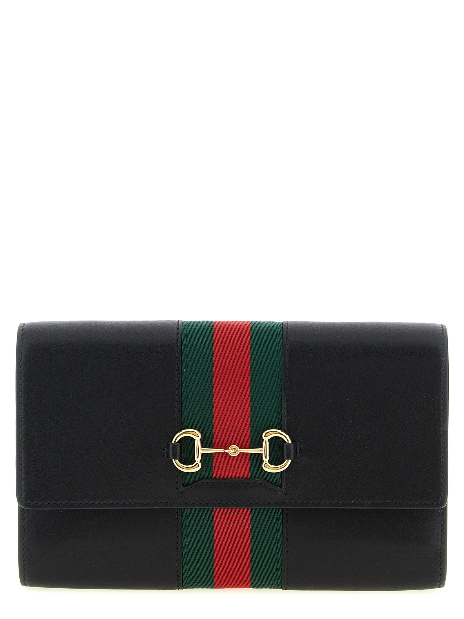 Horsebit Web Leather Wallet on Chain